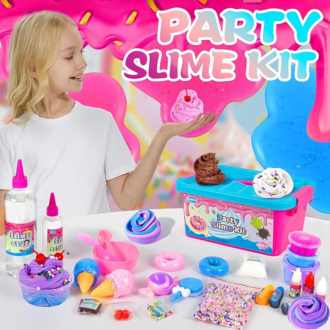 Mini Party Slime Kit for Girls and Boys, Max Party Favors Slime Making Kit to Make Butter Cloud and Foam Slime, Stress Relief Toys, DIY Slime Supplies for Girls and Boys