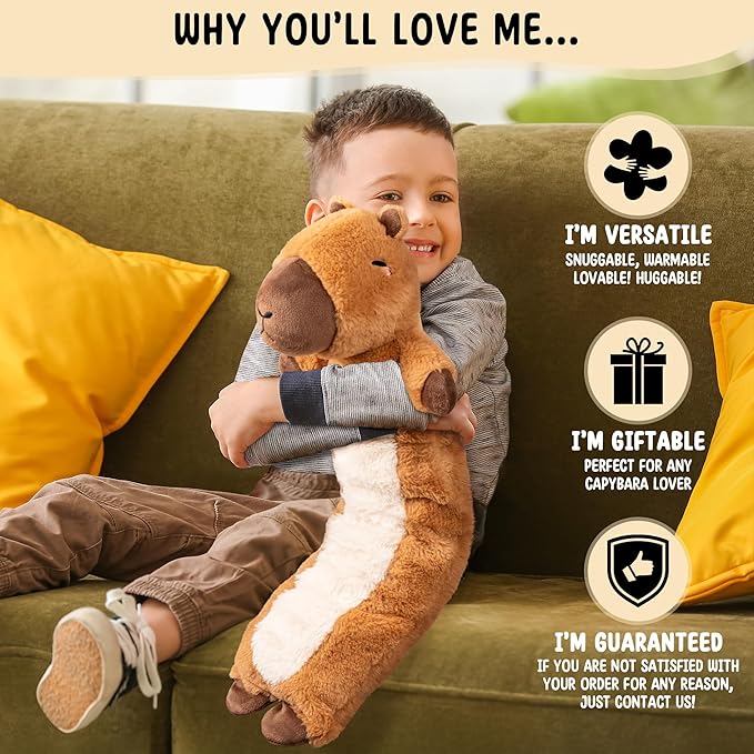 Happy Fuel Capybara Microwavable & Weighted Stuffed Animals - Unscented Heatable Plush Doll, Cute Capybara Plush Toys Gifts for Girls Boys and Kids