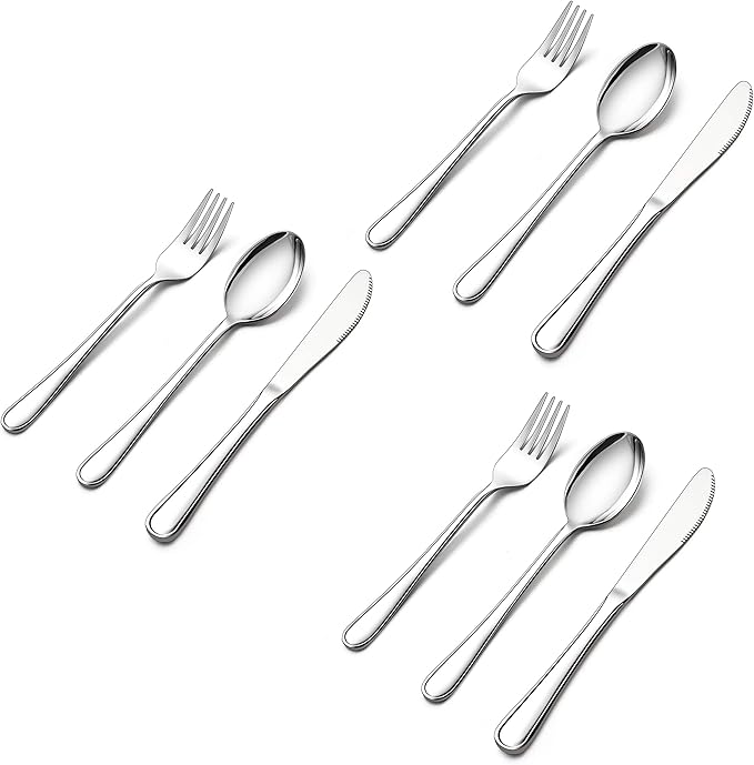 LIANYU 9-Piece Kids Silverware Set, Stainless Steel Toddler Utensils Flatware Set, Child Cutlery Tableware for 3, Include Knife Fork Spoon, Mirror Finished, Dishwasher Safe