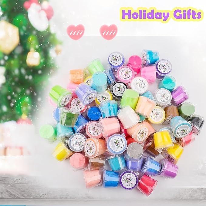 Butter Slime Kit 68 Pack, Non-Sticky and Super Soft Sludge with Cake Sticker, Perfect for Girls Party Favors, Birthday Gifts, DIY Putty Fidget Toys, Christmas Eve Box Fillers, Xmas Stocking Stuffers