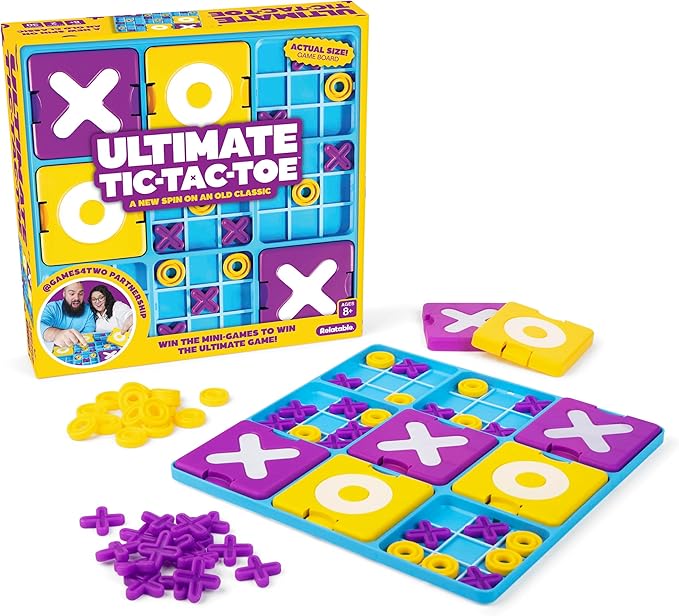 Ultimate Tic Tac Toe™ By Relatable, Exciting Board Games for Family Gatherings, Great Games for Kids, Includes 1 Board, 41 Mini X's, 40 Mini O's, 5 Large X's, 5 Large O's