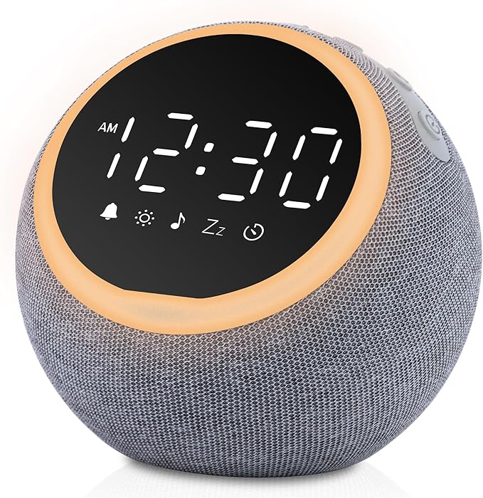 Smart Alarm Clock for Bedrooms, Digital Alarm Clock with White Noise Hatch Sound Machine, 25 Sounds, Night Light, Snooze, Sleep Timer, Adjustable Volume for Kids, Adults,Teens, Heavy Sleepers