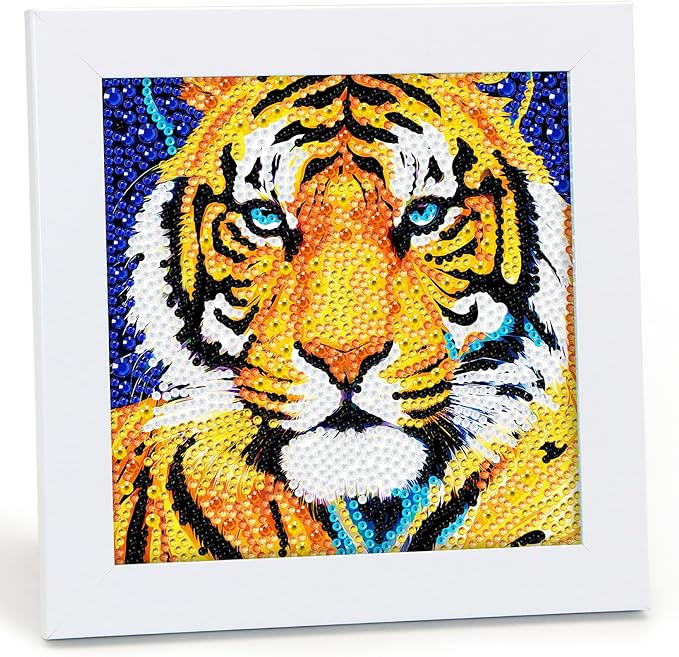 Libfx Diamond Art Kits for Kids with Frame Diamond Art for Girls Boys Beginners Arts and Crafts Ages 8-12 Birthday Gifts (Tiger)