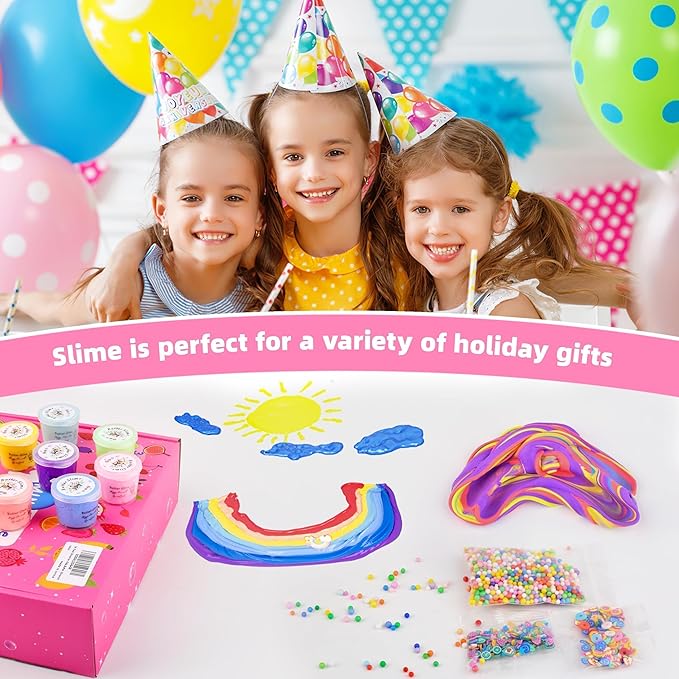 56-Pack Butter Slime Kit, Birthday Soft and Non-Sticky Bulk Slime Party Favors for Kids, Classroom Exchange Gift Mini Slime, Stress Relief Toys for Boys Girls, 4-10 Advent Calendar