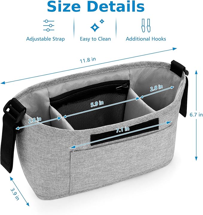 Accmor Universal Stroller Organizer, Stroller Bag Caddy Organizer, Stroller Organizer Accessories for Uppababy, Baby Jogger, Nuna, Doona, Britax Strollers