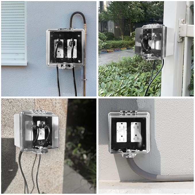 2-Gang Baby Safety Dual Outlet Cover Box - Fit 1.3“ x 2.66”, Easier Operation, Simple 4 Step Install,Provides Extra Space Inside for Plugs,Adapters,4.53" high x 4.35" Wide x 2.52" deep