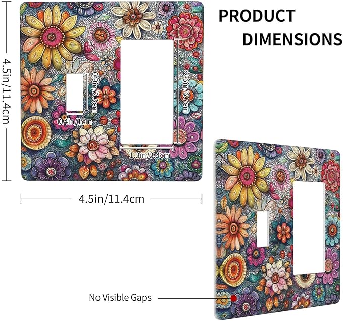 Outlet Covers Colorful Rainbow Pointillisme Flower 1 Toggle 1 Rocker Combination Decorative Wall Plate Electrical Switch Plates Light Switch Cover Plate For Bed Room Home Decor