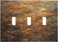 Decorative Light Switch Cover Plate Vintage Rust Pattern in Brown gold 3 Gang Wall Plates for Electrical Outlets Triple Toggle Switch Plate Covers Outlet Covers Faceplate for Home Decor