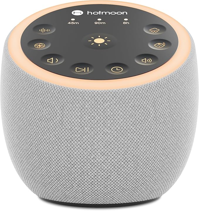 Hotmoon Sound Machine for Sleep, Cocoon 2 White Noise Sound Machine with 40 Relaxing Sounds, Dual-Speaker & Timer, 8 Night Light, Pink Brown Green Noise for Sleeping Adults, Office Privacy, Plug-in