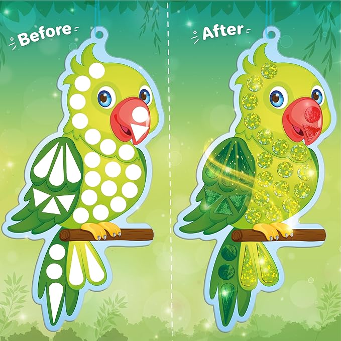 Imagimake Mirror Mosaic Birds Art Set |DIY Craft Kits | Foil Stickers for Boys |Activities for Kids Ages 3-5 | Art Kit for Toddlers | Crafts for Kids Ages 4-8 | 3,4,5,6,7 Year Old Girl Birthday Gift
