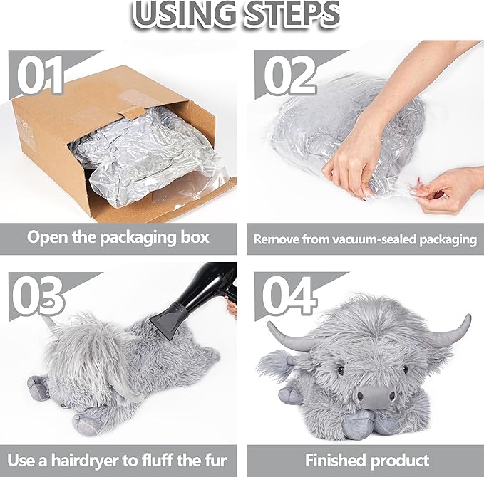 WDXDSOB Weighted Highland Cow Stuffed Animals, 4.2 Lbs Weighted Highland Cow Plush for Kids & Adults, 21.6 Inch Large Cattle Pillow Toy Gift for Christmas Birthday Gift
