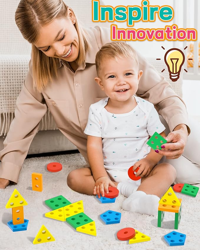 Zartores Montessori Toys for 1 2 3 Year Old Boys Girls Gifts, Wooden Shape Sorter Toys for Ages 2-4, Toddler Learning Toy Puzzles Birthday Gift Ages 1-3