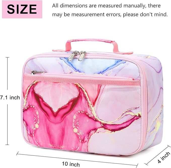 LOIDOU Kids Lunch Box for Girls, Cute Small Insulated Lunch Bag Tote Holds Lunch Box/Water Bottle/Snacks, Lightweight Water Resistant Toddler Lunch Bag for Daycare/School, Pink
