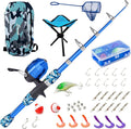 Lanaak Kids Fishing Pole, Kids Portable Telescopic Fishing Rod Set, Tackle Box and Fishing Net Combo Kit, Kids Fishing Gear for Boys and Girls Age 5-10 and Youth