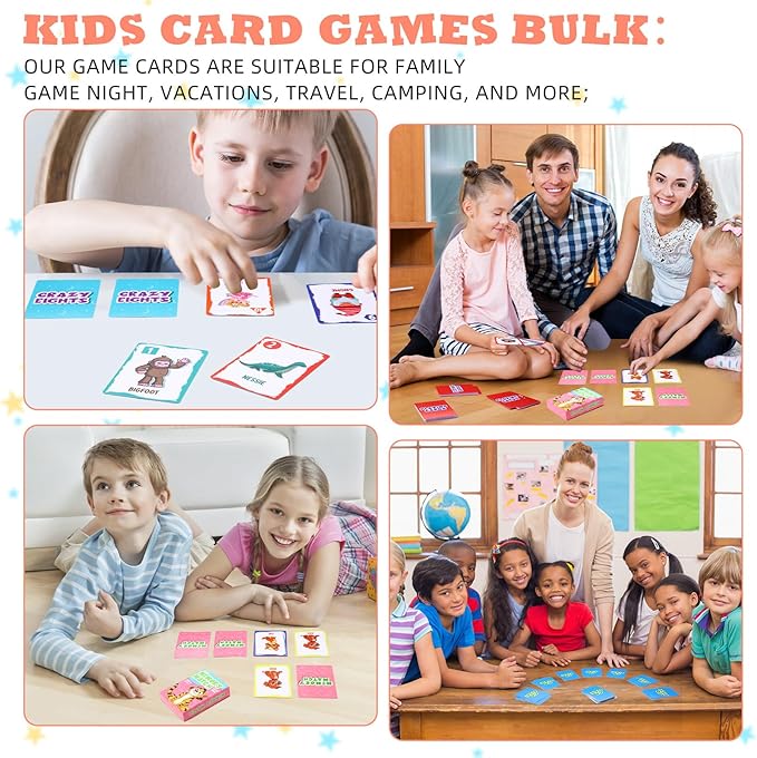 Zubebe 42 Pack Kids Card Games Gifts Bulk Classic Playing Card Game Set for Kids Includes Go Fish, Old Maid, Crazy Eights, Memory Match, Slap Jack, Playing Toy for Party Favors (Classic)