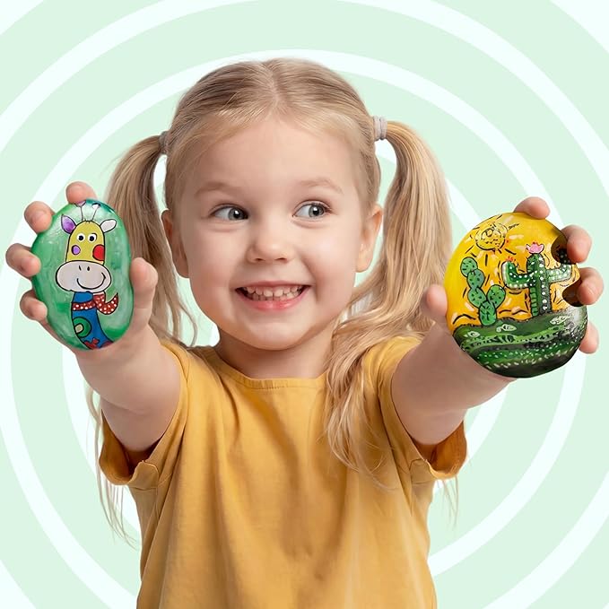 JOYIN Rock Painting Kit for Kids, Arts and Crafts for Girls & Boys Ages 6-12, DIY Supplies for Painting Rocks, Easter Craft Kits Art Set, Toddler Birthday Christmas Presents, Family Indoor Activity