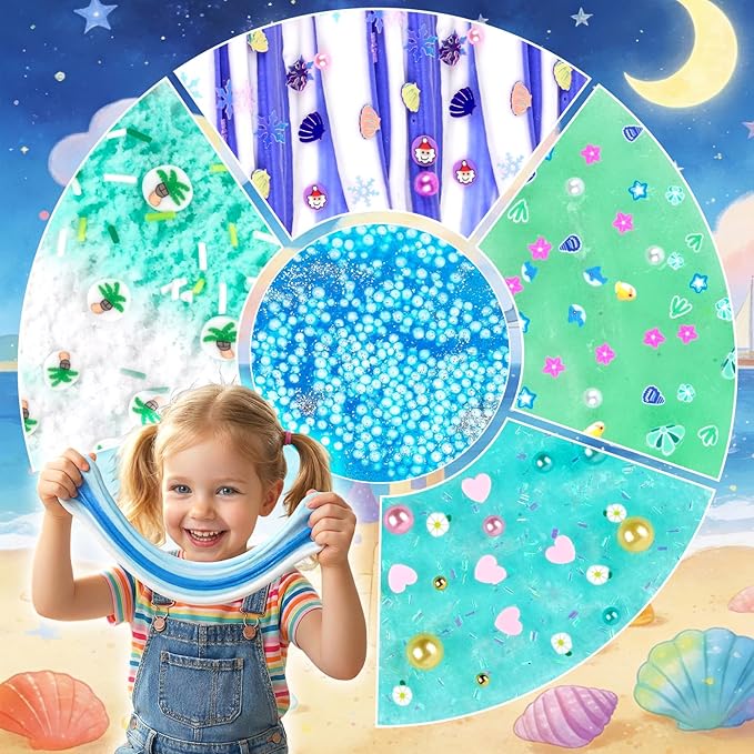 12 Pack Slimes, Blue Slime Kit, Clear Butter Slimes Cloud Slimes Fluffy DIY Kit for Girls Boys, Slime Party Favors Goodie Bag Easter Basket Stuffers, 4 5 6 7 8 9 10 Year Old Birthday Gift Cute Stuff