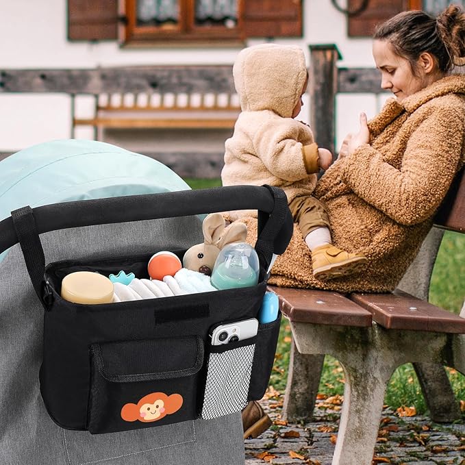 Accmor Universal Stroller Organizer with Cup Holder and Shoulder Strap, Stroller Bag Caddy Organizer Fits for Uppababy, Baby Jogger, Britax Strollers
