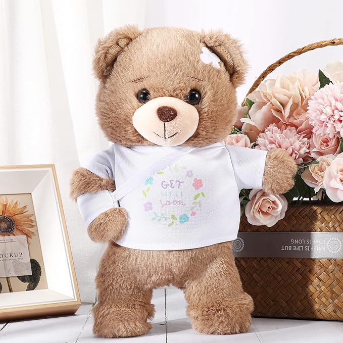 Deekin Get Well Soon Gifts for Kids Injured Recovery Bear Stuffed Animal Gifts Bear for Kids Adult with Broken Arm After Surgery Soft Bandage Plush 10 Inches(Brown,Arm Injury)