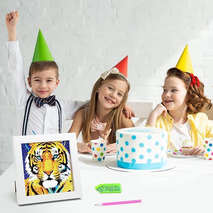 Libfx Diamond Art Kits for Kids with Frame Diamond Art for Girls Boys Beginners Arts and Crafts Ages 8-12 Birthday Gifts (Tiger)