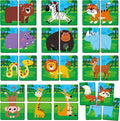 SpriteGru Jungle Animal Memory Game, 28 Chunky Cards Wild Animal Head Tail Matching Game 1-5 Players Memory Matching Game for Age