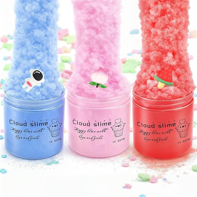 9 Pack Slime Kit with 3 Jelly Cube, 3 Butter & 3 Cloud Slime, Non-Sticky DIY Sensory Toys for Stress Relief, Kids Party Gift for Girls and Boys