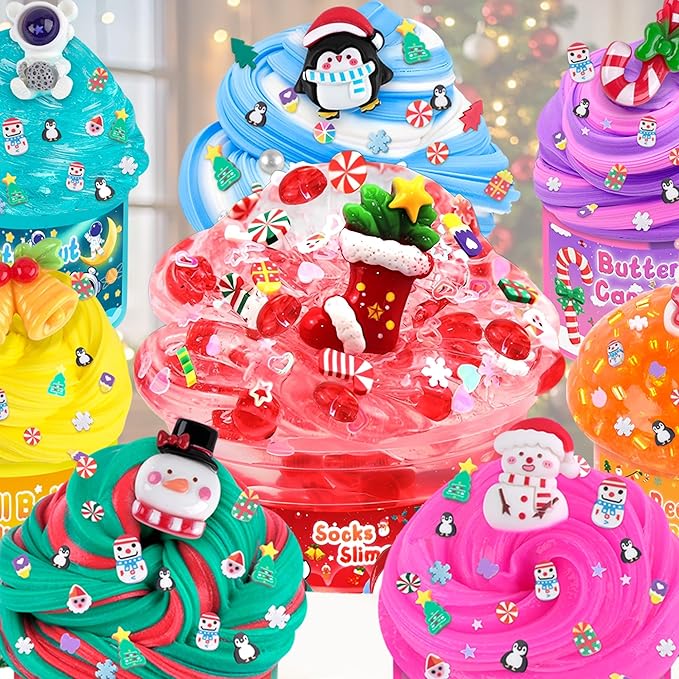 LAWOHO 15 Pack Fantasy Slime Kit for Kids, Super Soft and Non-Sticky Stress Relief Crunchy Slime Toys, DIY Butter Clear Slime Party Favor for Easter Christmas Birthday Goodie Bags Stuffers