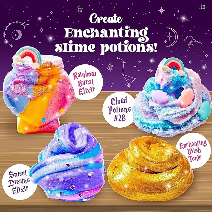 GirlZone Magic Potion Slime Kit - Glow-in-The-Dark, Multicolor, 6 Brews & Spell Book - Slime Making Kit & Magic Potion Set for Girls & Kids