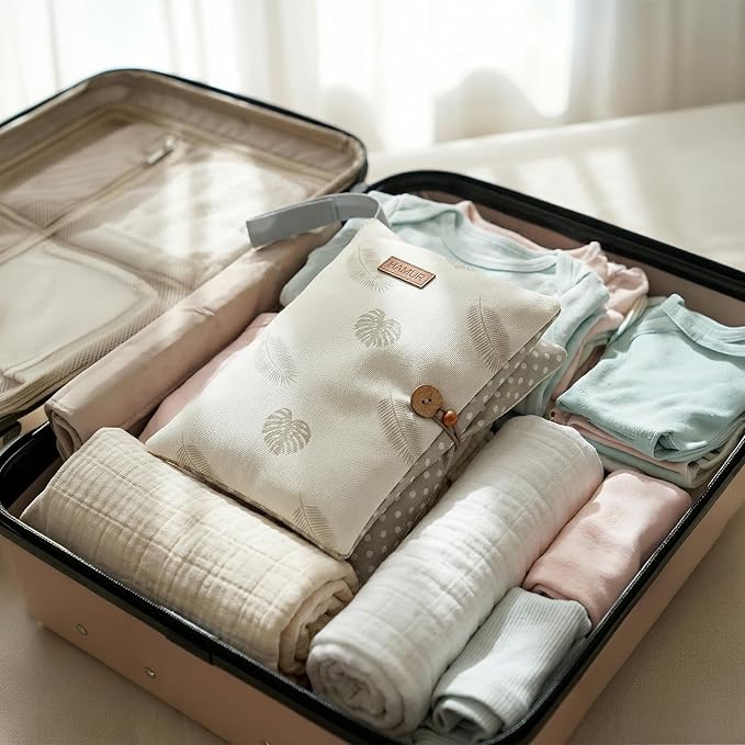 HAMUR Baby Diaper Bag Organizer – Travel-Friendly, Compact & Foldable | Stroller Pouch for Newborn Essentials – Must-Have for Boys & Girls (Leaves)
