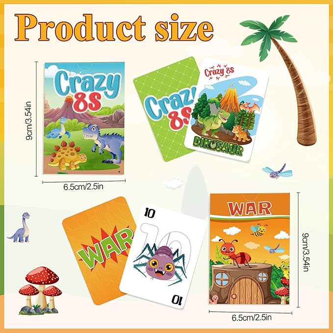 Etyishe Card Games,Card Game for Kids Toddlers Adults,2 Decks of Classic Fun Card Game for Game Nights and Family Gatherings,Great Gifts for Birthday Holiday Easter Basket Stuffers (Crazy 8s & War)