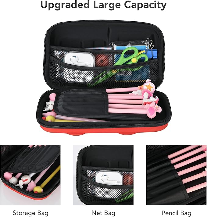 rockpapa Large-Capacity Fire Truck Pencil Case, Pencil Box, Storage Box for School Students Boys Teens Kids Toddlers Red