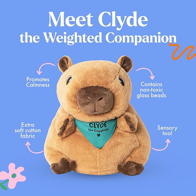 Lilly's Love Weighted Stuffed Animals for Adults & Kids — 5lb Calming Capybara Plush for Anxiety, ADHD & Sensory | Machine Washable Weighted Stuffed Animal w/Removable Insert | Clyde The Capybara