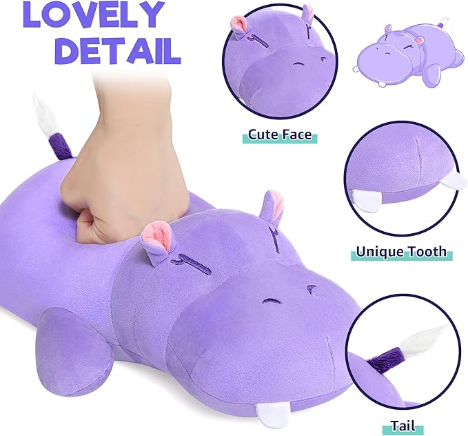 Onsoyours Original Hippo Weighted Stuffed Animals - 13.8" 1.8lbs Kawaii Comfort Hippopotamus Plush, Soft Hugging Plushies Toys Gifts for Kids & Adults