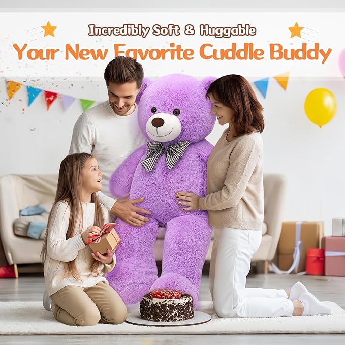 MorisMos Giant Teddy Bear 4 Feet, 47inch Stuffed Animal Big Teddy Bear Plush, Classic Gift Girlfriend Boyfriend on Birthday, Violet