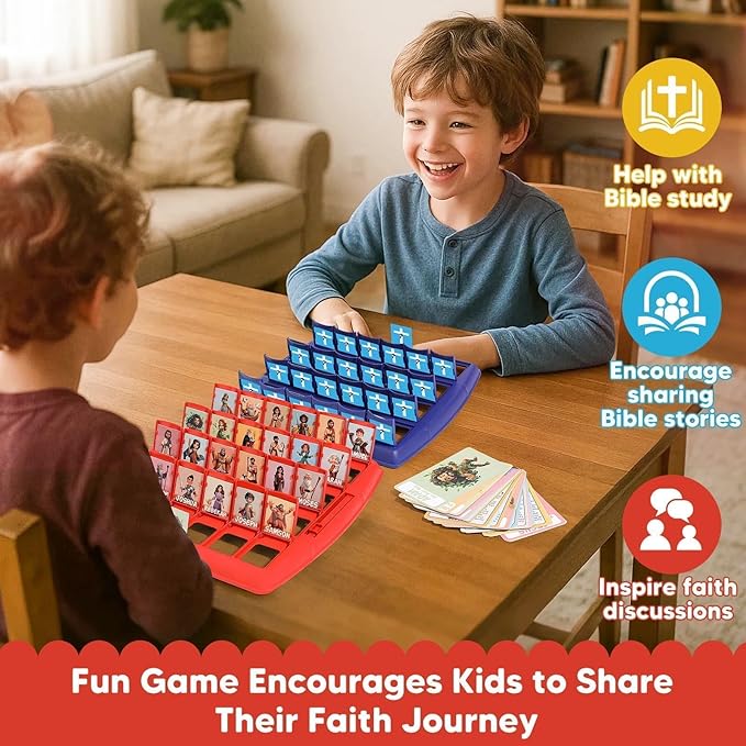 Garybank Guess Bible Who Am I Games for Kids, 24 Holy Bible Characters with Life Story & Verse Cards, Bible Trivia Study Supplies for Sunday School, Youth Group & Teens, Christian Catholic Gifts