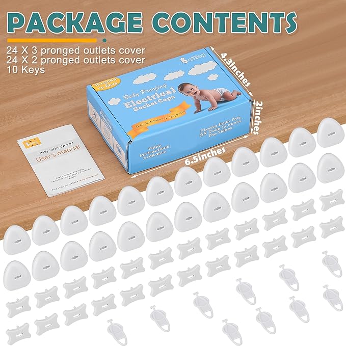 Outlet Covers Baby Proofing (58 Pack), Baitiny Electrical Secure Baby Proof Plug Covers, Child Baby Safety Products Socket Covers for US