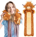 Brown Highland Cow Microwavable & Weighted Stuffed Animals - Unscented Heatable Plush Doll, Cute Cow Plush Toys Gifts for Girls Boys and Kids, Happy Fuel