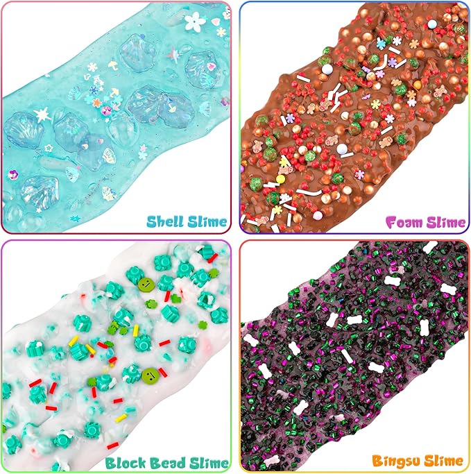 8 x 100ml Textures Slimes Kit for Kids, Slime Variety Pack Different Textures, with Bingsu, Water, Cloud, Butter Slime, Slimes Party Favors for Girls & Boys, Birthday Easter