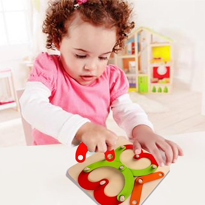 kizh Wooden Letter and Number Construction Activity Set Educational Preschool Toys Shape Color Recognition Pegboard Sorter Set Board Blocks Stack Sort for Toddler Kids Boys Girls Toy