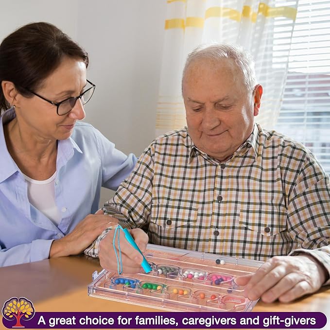 Alzheimers Products for Elderly, Wooden Handhold Games for Seniors with Dementia, Easy Magnetic Color & Number Activities for Parkinson Patients, Memory Care Cognitive Puzzle Matching Board