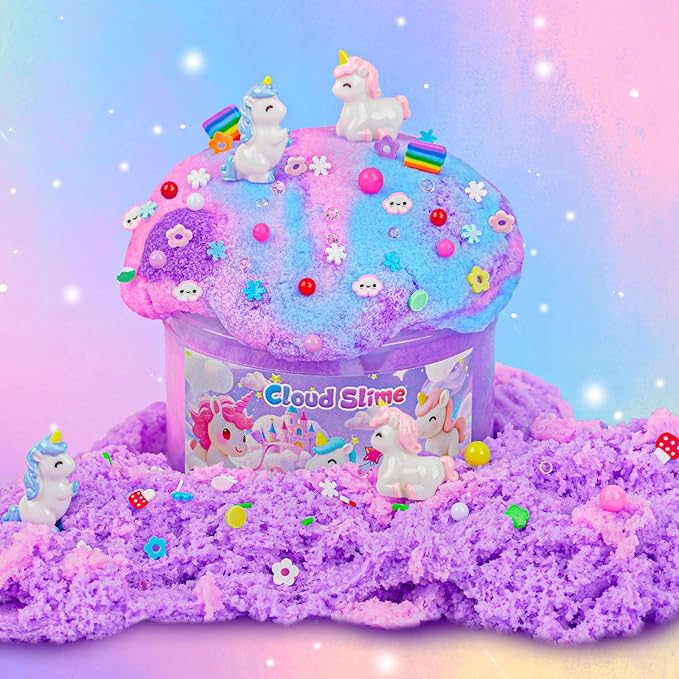 Unicorn Cloud Slime2 Kit 2 Pack - 14oz Soft & Non Sticky Slime Making Kit with Glitter, Dreamy Charms & Slime Add-ins, ASMR Sensory Toys, Perfect Unicorn Gifts for Girls & Boys Ages 4-12