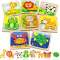 Benresive Wooden Toddler Puzzles, 8pcs Animal Montessori Toys for 1-3 Year Old Boys & Girls, Learning Educational Preschool Toys, Great Gifts for 1 2 3 Year Olds