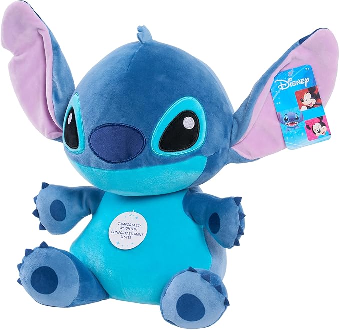 Disney Stitch Comfort Weighted Plush Stitch, 14-inch Stuffed Animal, Alien, Blue, Kids Toys for Ages 3 Up by Just Play