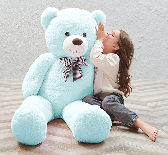 MorisMos Giant Teddy Bear 4 Feet, 47inch Big Teddy Bear Stuffed Animal Plush for Girlfriend, Boyfriend, Light Blue