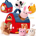 hahaland Baby Toys 6-12 Months - Surprise Barn Stuffed Farm Animals, Rattle, Crinkle, Mirror, Montessori Toys for 6 Month Old Sensory Balls 1-3, Baby Boy Gifts, Farm Plush Toys for Babies Travel Toy