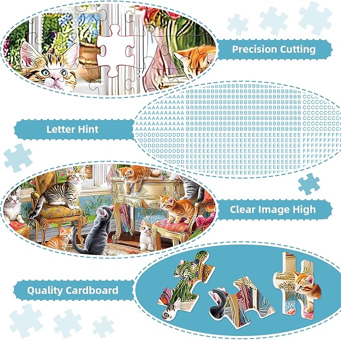 Puzzles for Adults 500 Pieces,Cute Cats Puzzle for Adults,Cozy House & Kittens Jigsaw Puzzles,Recyclable Cardboard Puzzles for Seniors,Puzzle for Family Game Nights, 20.5x15 in