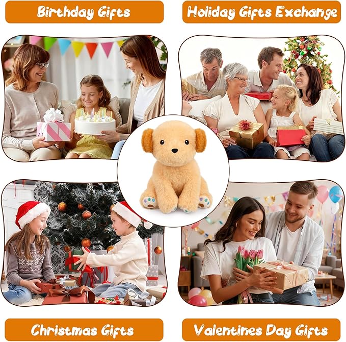 Weighted Dog Plush,Weighted Dog Stuffed Animals,Cute Labradoodle Stuffed Puppy Plushie Pillow - Cute Plush Toy Gifts for Kids,9.8 Inch, 0.8 Lbs