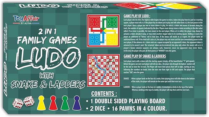 Ankit Toys & Games Ludo & Snakes and Ladders Board Game Set Classic 2in1 Family Fun for Kids and Adults (Standard Edition)