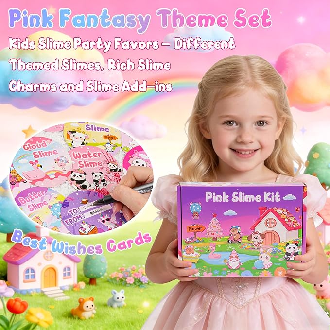 12 Pack Slimes, Pink Slime Kids, Clear Butter Cloud Slime kit for Girls Ages 8-12, for Kids Slime Party Favors Goodie Bag Easter Basket Stuffers, 4 5 6 7 8 9 10 Year Old Girl Birthday Gift Cute Stuff
