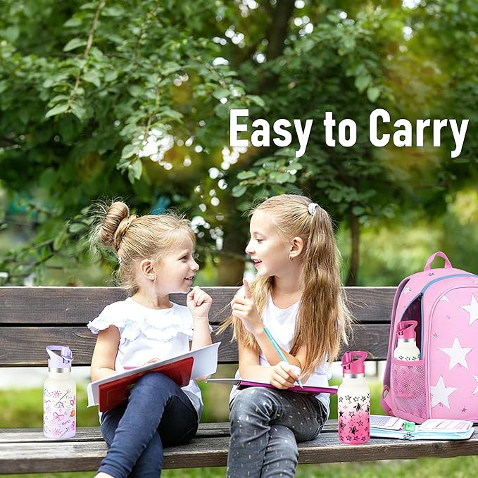 12oz Kids Water Bottle – Insulated Stainless Steel Bottle with Straw Lid, BPA-Free, Leak-Proof, for Toddlers & School Use